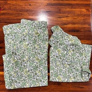 J. Crew Green Floral Pajama Set